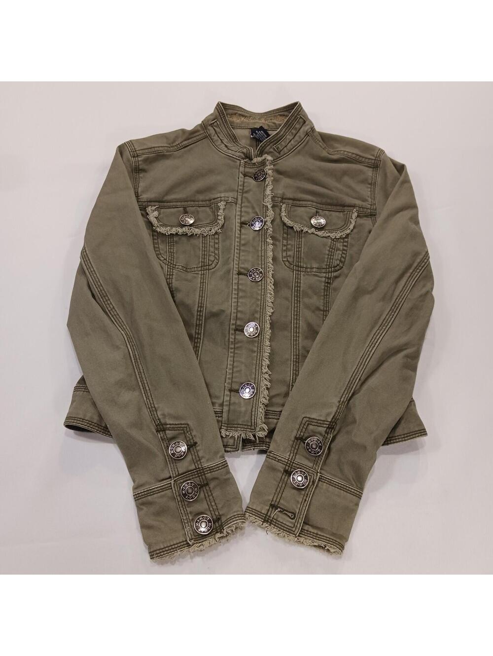 Kikit Jeans RN#98826 Women's Green Front Button Denim Jacket Pockets Size Medium